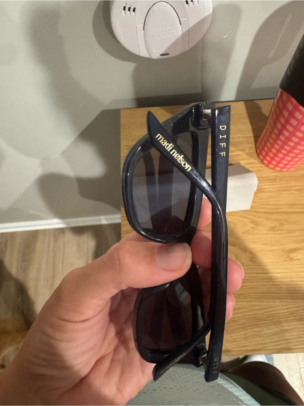 madi nelson x DIFF - bluish Black Rectangular Sunglasses